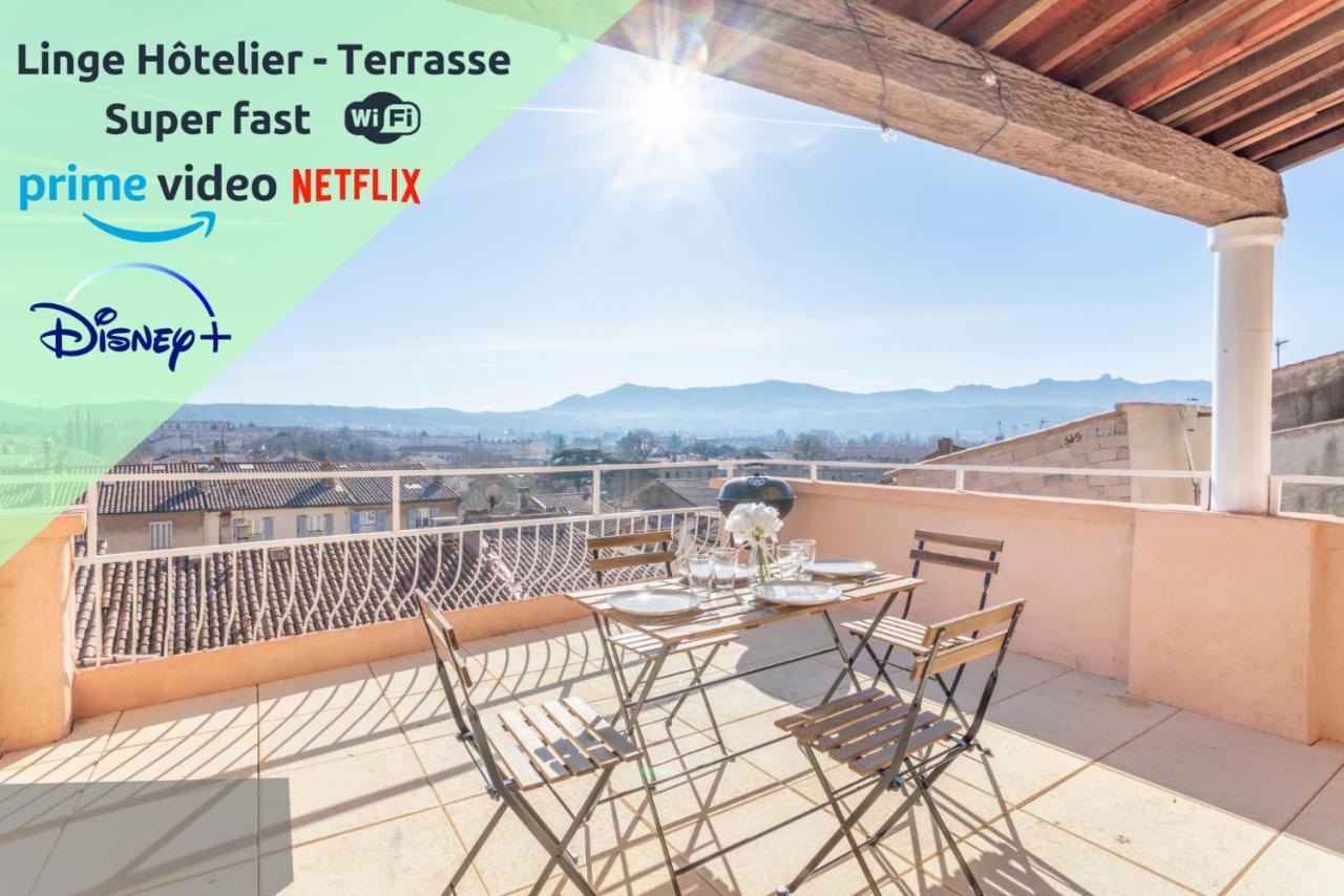 Mont Ventoux - Terrasse - Vue Degagee - Linge De Qualite - Fibre - Confort Gardanne Luaran gambar